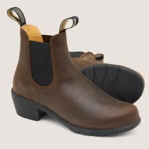 Blundstone 1673 Leather Heeled Boots Antique Brown Size 8